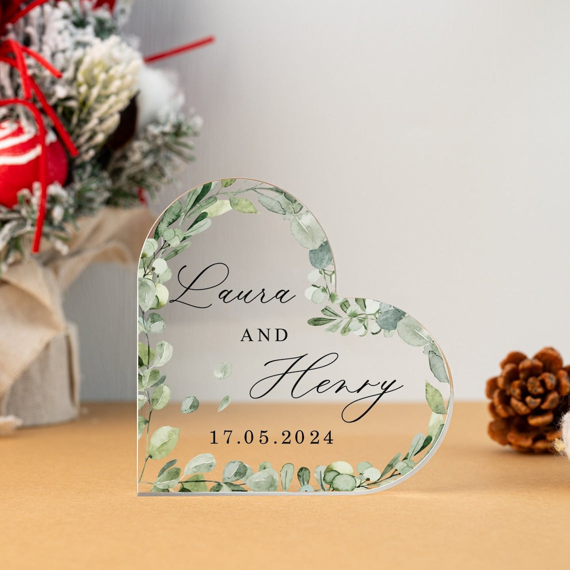 Personalized Couple Acrylic Plaque,Anniversary Acrylic Heart Plaque,Wedding Plaque with Couple Names,Newly Wed Gift,Gfit for Bride and Groom