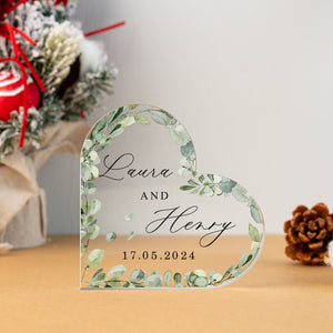 Personalized Couple Acrylic Plaque,Anniversary Acrylic Heart Plaque,Wedding Plaque with Couple Names,Newly Wed Gift,Gfit for Bride and Groom