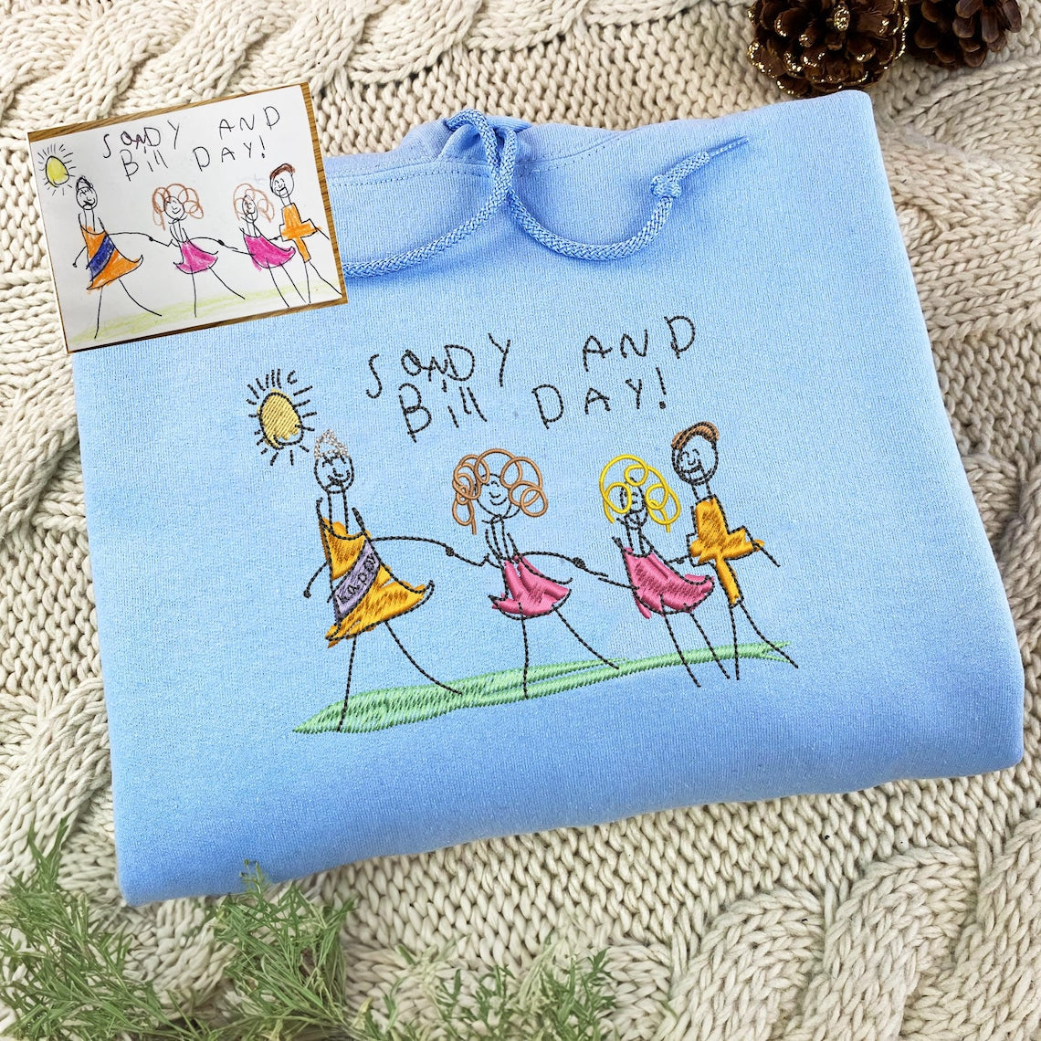 Custom Kids Drawing Sweatshirt, Kids Art Shirt, Custom Gift for Mom, Custom Gift for Dad, Christmas Gift, Grandparents Personalized Gift