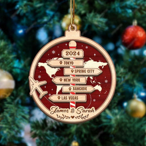 Personalized Travel Adventure Ornament, Couple Traveling Destination Ornament,Travel Gift, Christmas Gift,Gift for Travelers,Gift For Couple