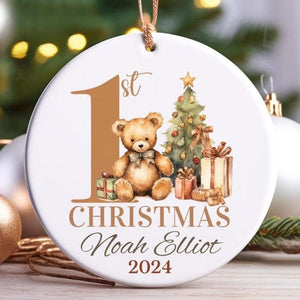 Baby First Christmas Ornament 2024, Personalized First Christmas Ornament, Baby's 1st Christmas Keepsake, Custom Baby Xmas Ornament 2024