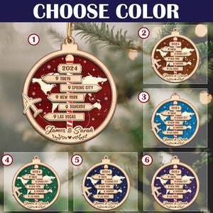 Personalized Travel Adventure Ornament, Couple Traveling Destination Ornament,Travel Gift, Christmas Gift,Gift for Travelers,Gift For Couple