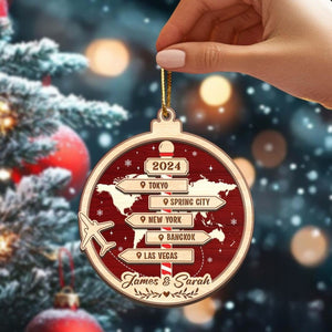 Personalized Travel Adventure Ornament, Couple Traveling Destination Ornament,Travel Gift, Christmas Gift,Gift for Travelers,Gift For Couple