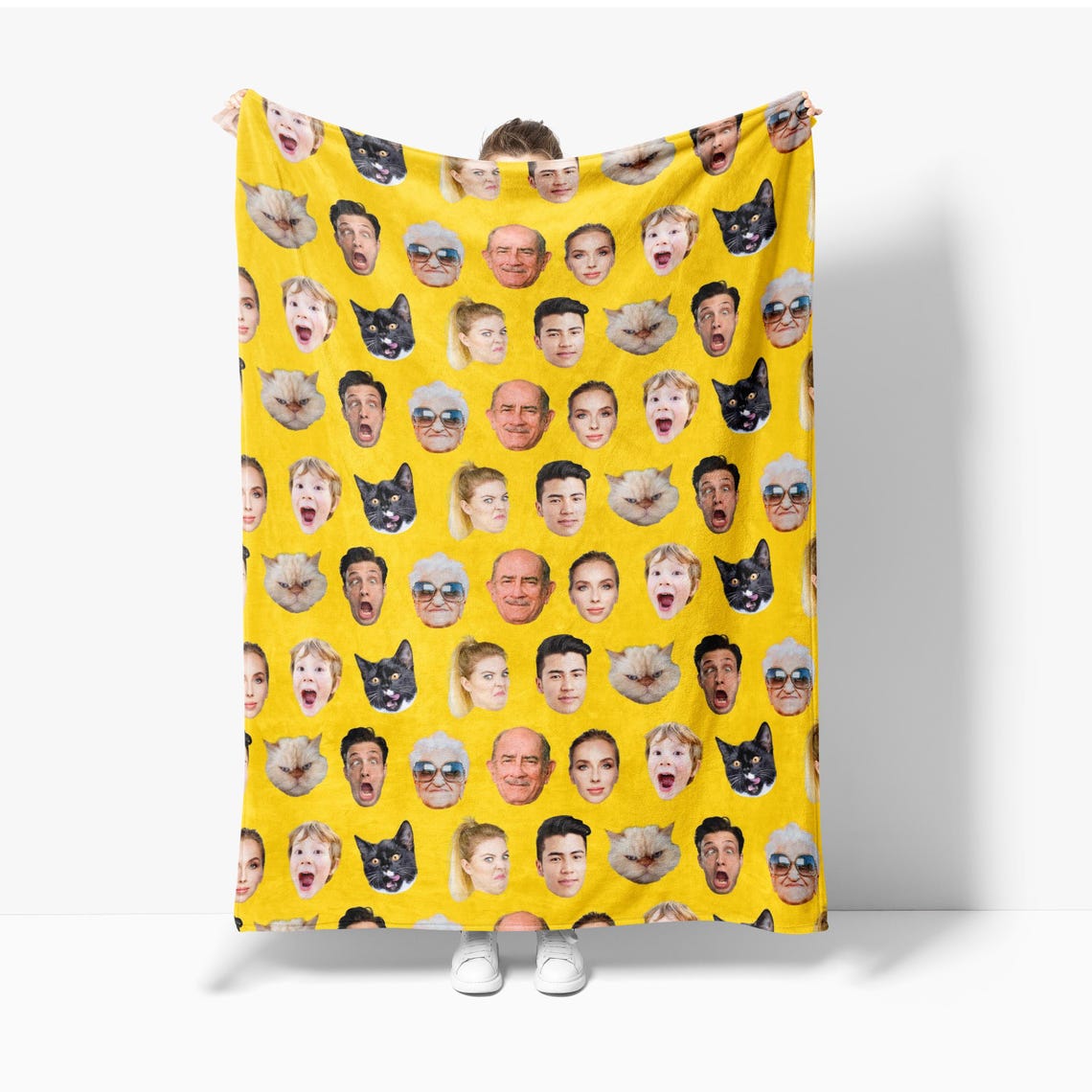 Funny Face Blanket, Father s Day Gift Dad, Customized Teen Birthday Gift, Fall Winter Picture Blanket, Unique Holiday Christmas Gift Family