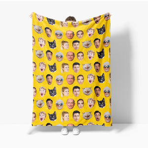 Funny Face Blanket, Father s Day Gift Dad, Customized Teen Birthday Gift, Fall Winter Picture Blanket, Unique Holiday Christmas Gift Family