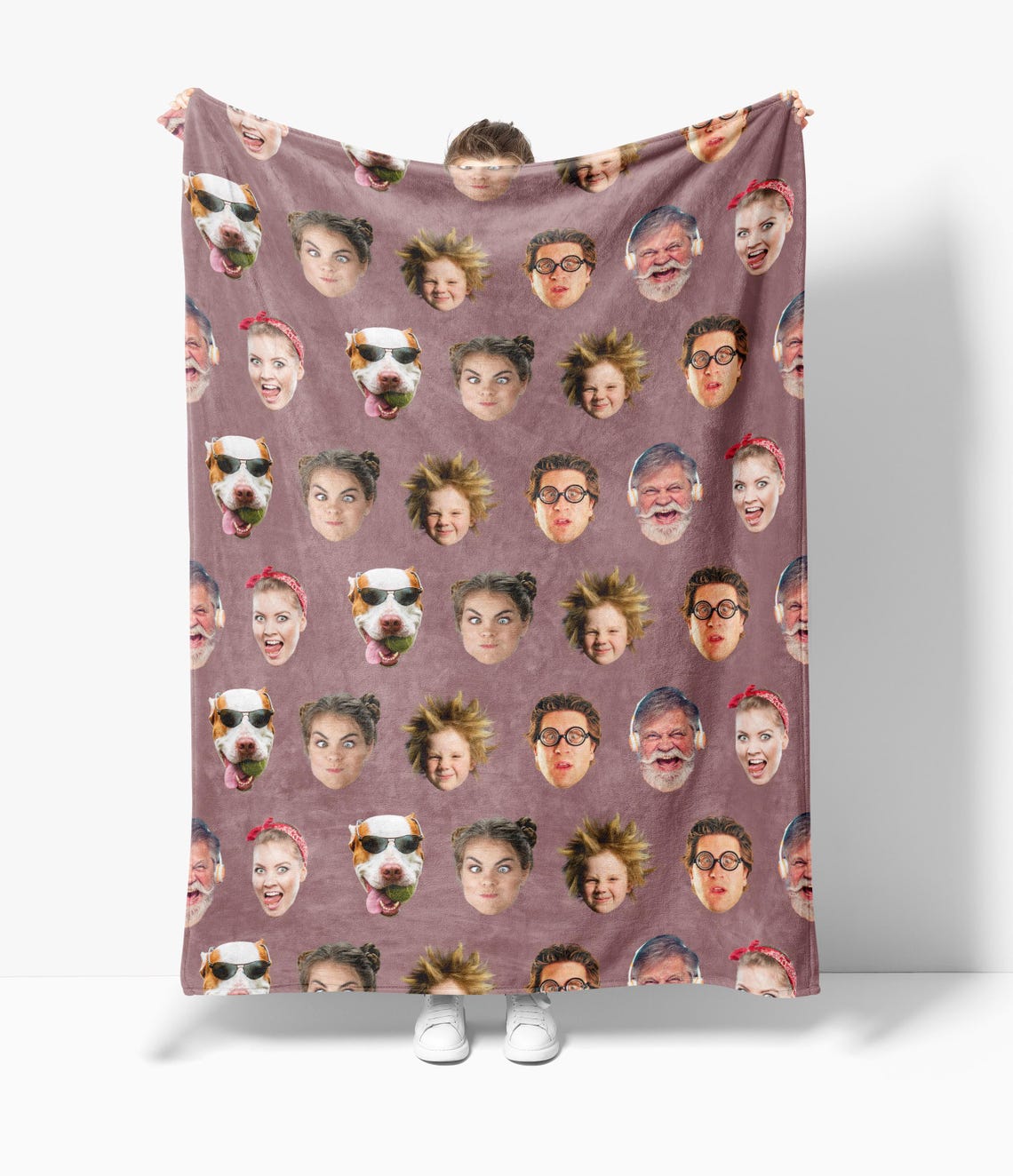 Funny Face Blanket, Father s Day Gift Dad, Customized Teen Birthday Gift, Fall Winter Picture Blanket, Unique Holiday Christmas Gift Family