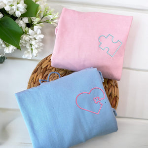 Couples Hoodies Matching Embroidered You Complete Me Heart Puzzle, His and Her Sweatshirt, Custom Initials Sleeve, Personalized Anniversary