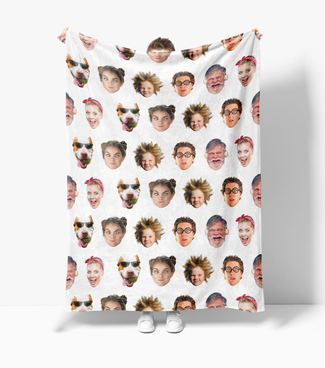 Funny Face Blanket, Father s Day Gift Dad, Customized Teen Birthday Gift, Fall Winter Picture Blanket, Unique Holiday Christmas Gift Family