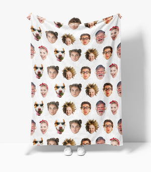 Funny Face Blanket, Father s Day Gift Dad, Customized Teen Birthday Gift, Fall Winter Picture Blanket, Unique Holiday Christmas Gift Family