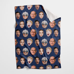 Funny Face Blanket, Father s Day Gift Dad, Customized Teen Birthday Gift, Fall Winter Picture Blanket, Unique Holiday Christmas Gift Family