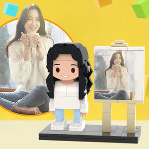 Full Body Custom 1 Person Brick Figures Custom Brick Figures with Frame Small Particle Block Toy Gifts for Girlfriend, Gift for Her, Unique