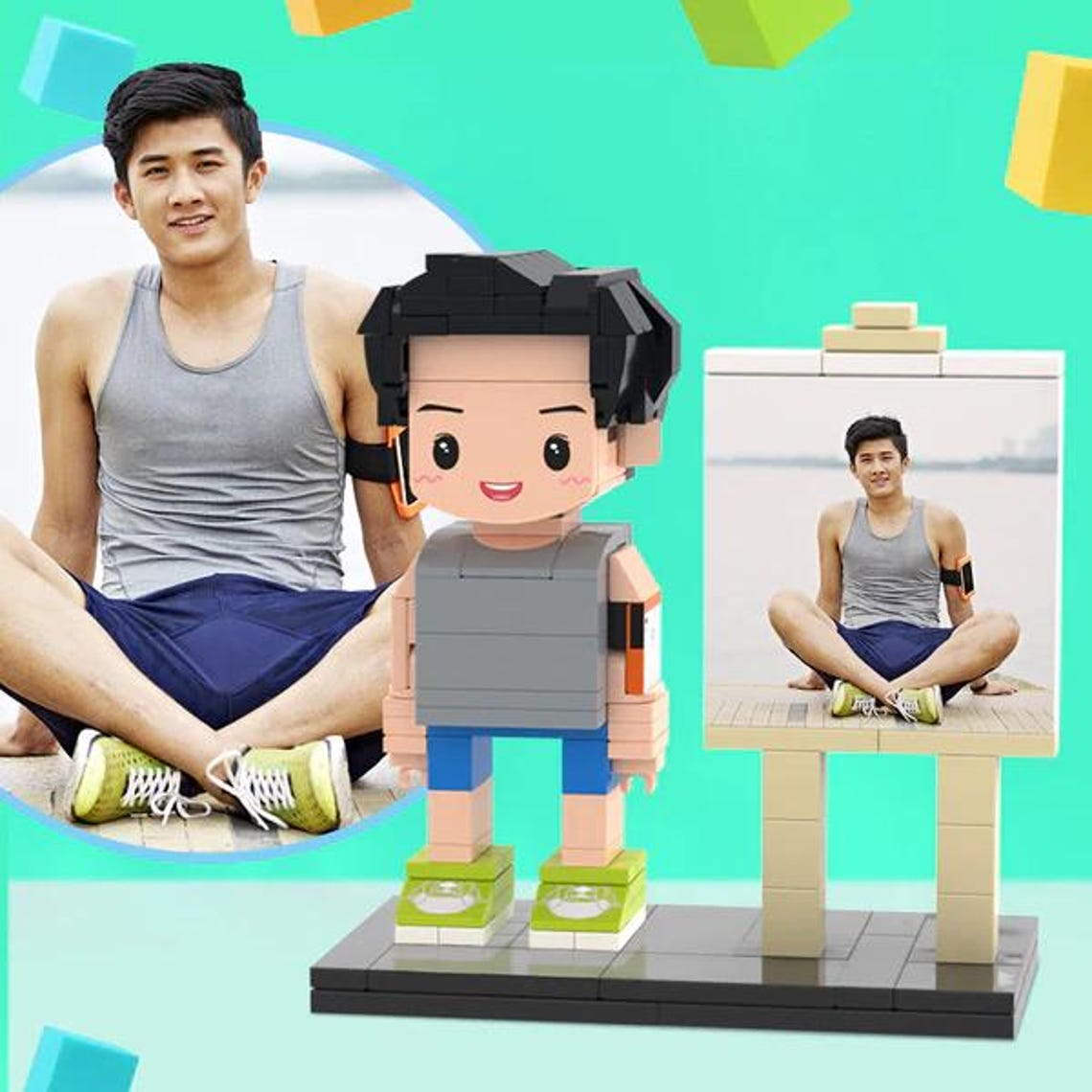 Full Body Custom 1 Person Brick Figures Custom Brick Figures with Frame Small Particle Block Toy Gifts for Girlfriend, Gift for Her, Unique