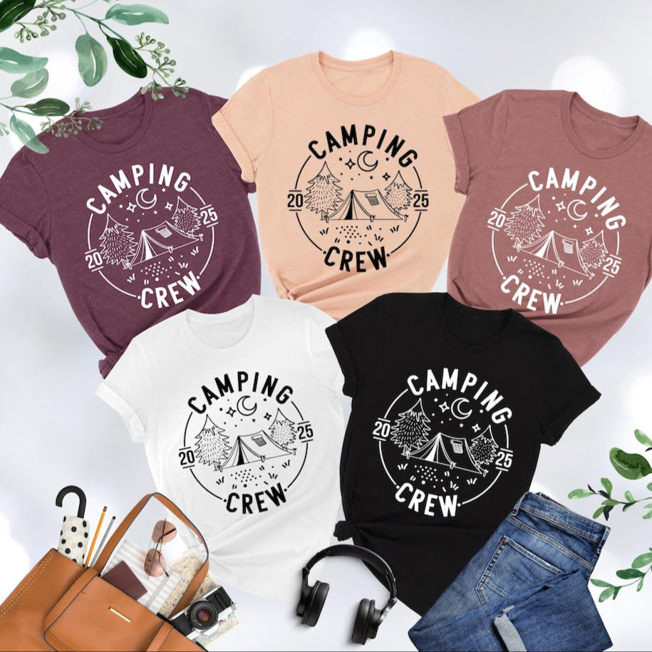 Camping Crew 2025 Shirt, Family Camping Gift, Matching Camping Tees, Girls Camping, Family Trip, Girls Vacation, Campfire, Camp Lover Gift