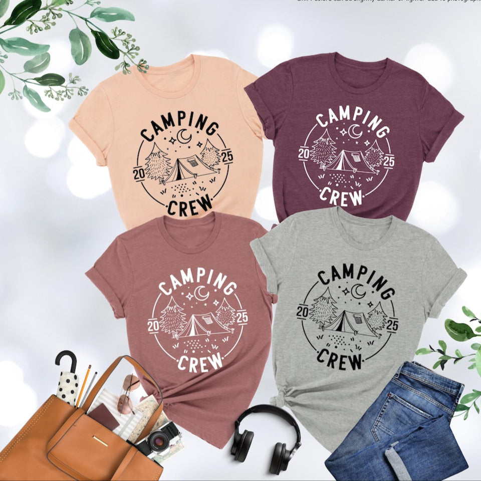 Camping Crew 2025 Shirt, Family Camping Gift, Matching Camping Tees, Girls Camping, Family Trip, Girls Vacation, Campfire, Camp Lover Gift