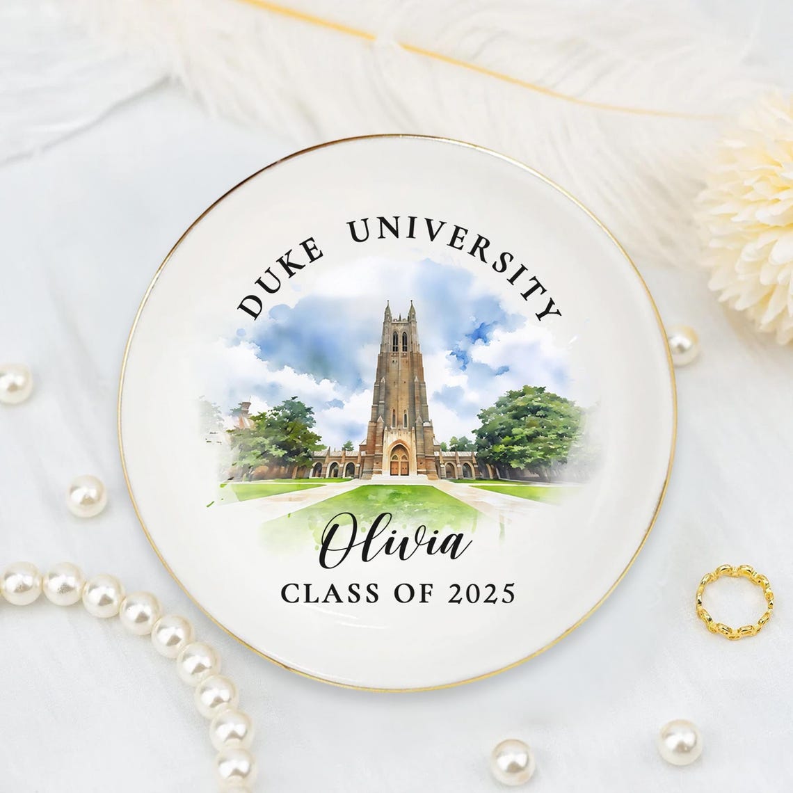 Custom University Photo Jewelry Dish, Class Of 2025, Graduation Gift For Her, Senior 2025 Gift, Personalized Trinket Dish, Grad Gift For Her