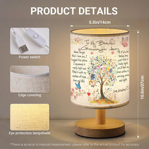 Customized Fabric Lamp To my granddaughter Color Tree, Gift for granddaughter birthday, from grandma for granddaughter