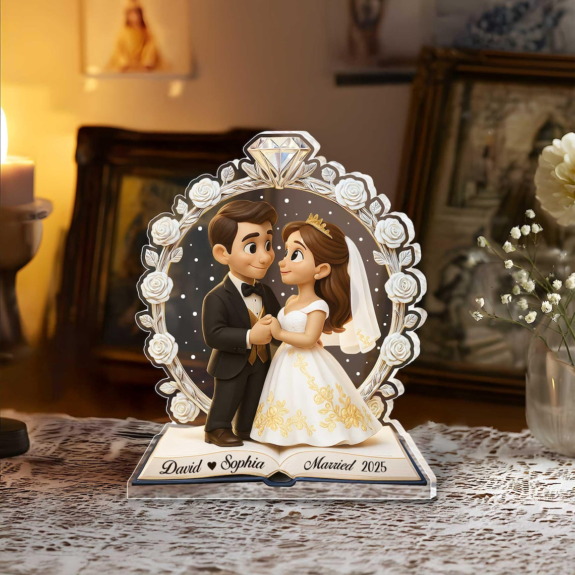 Custom Wedding Gift Acrylic Plaque, Anniversary Gift Mr & Mrs Keepsake, Just Married Gifts for Couple, Date Keepsake Gift, Wedding Plaque