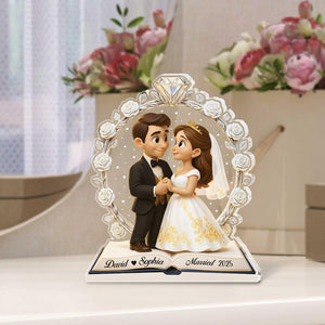 Custom Wedding Gift Acrylic Plaque, Anniversary Gift Mr & Mrs Keepsake, Just Married Gifts for Couple, Date Keepsake Gift, Wedding Plaque