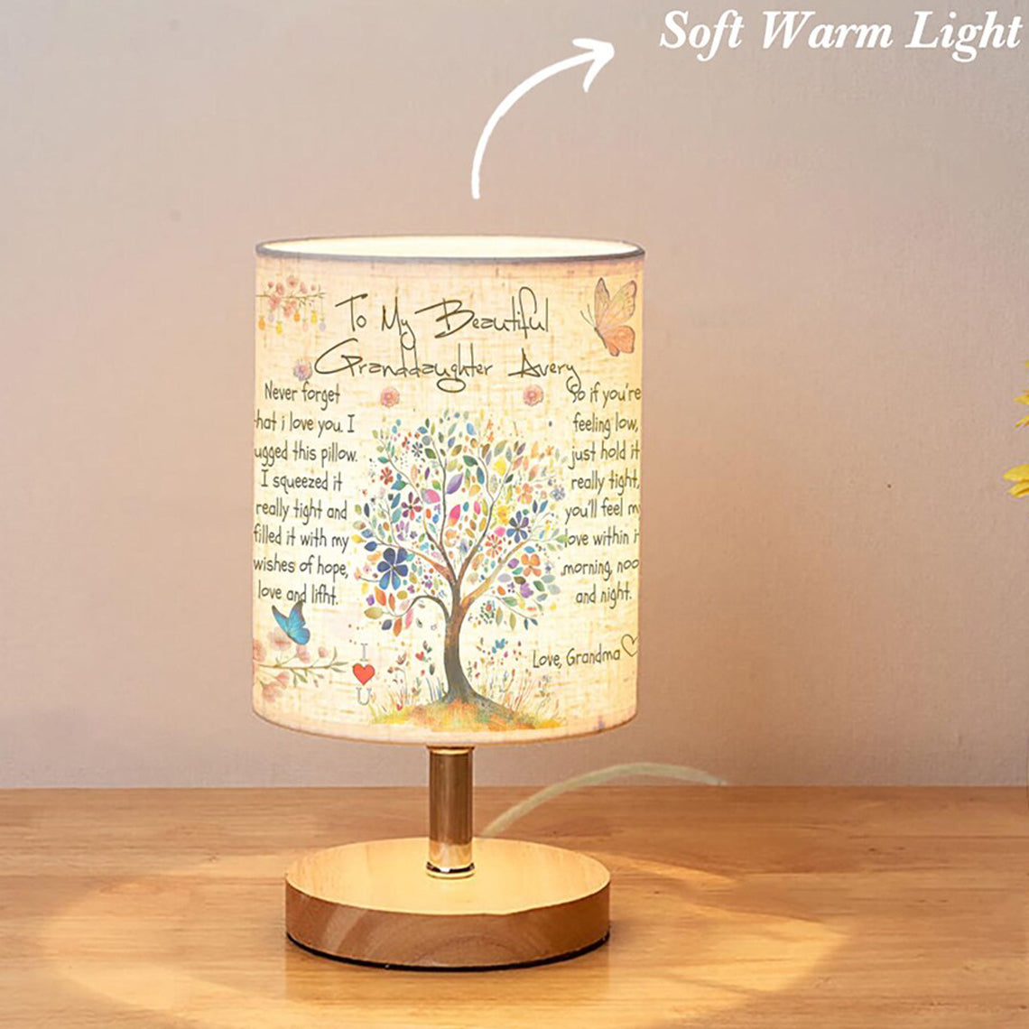 Customized Fabric Lamp To my granddaughter Color Tree, Gift for granddaughter birthday, from grandma for granddaughter