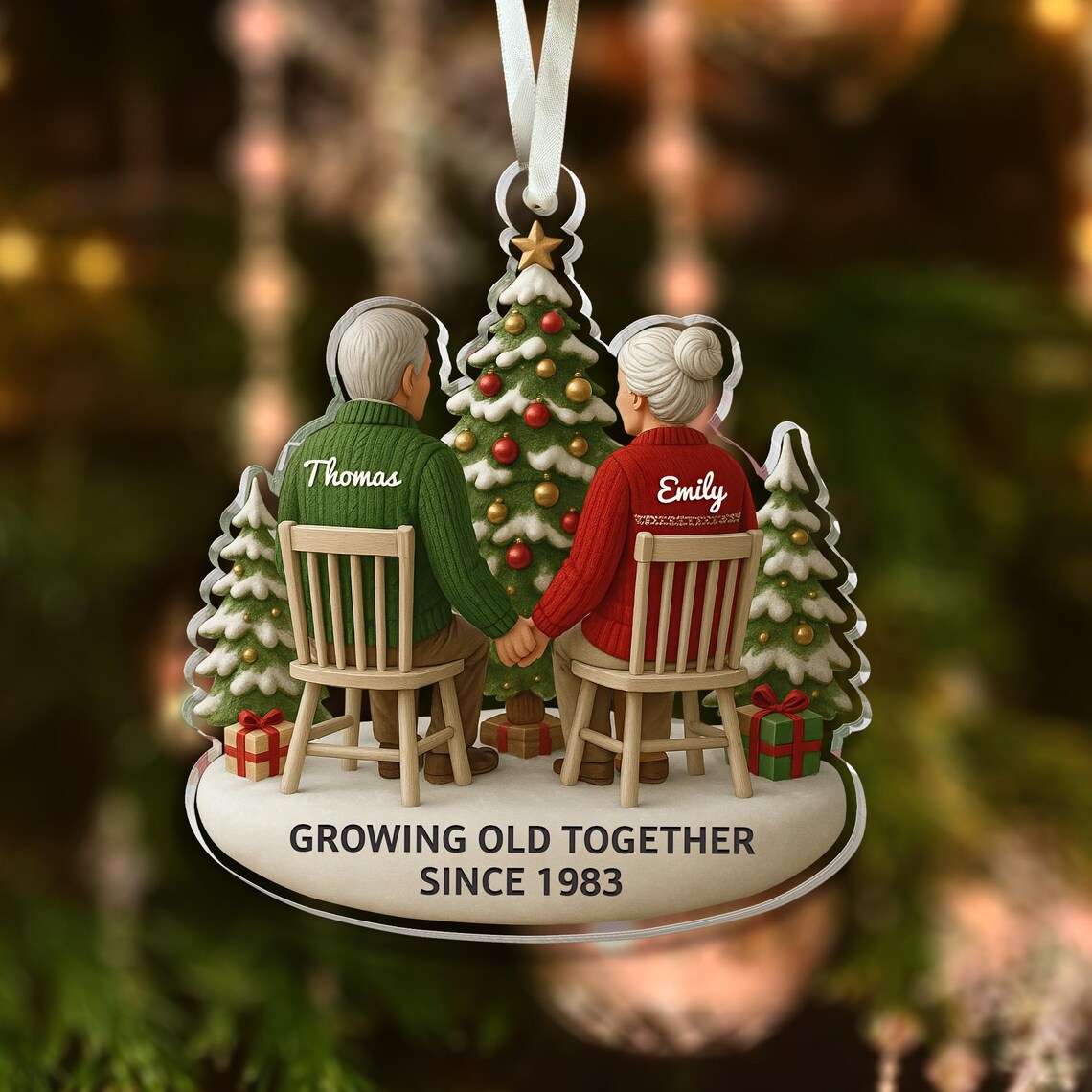 Personalized Christmas Gift For Couples, Custom Growing Old Together Ornament, Anniversary Gift For Him, Gift For Parents, Grandparents Gift
