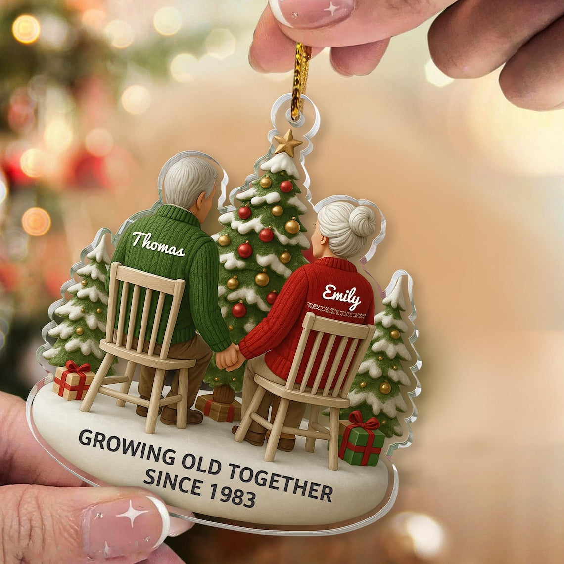 Personalized Christmas Gift For Couples, Custom Growing Old Together Ornament, Anniversary Gift For Him, Gift For Parents, Grandparents Gift