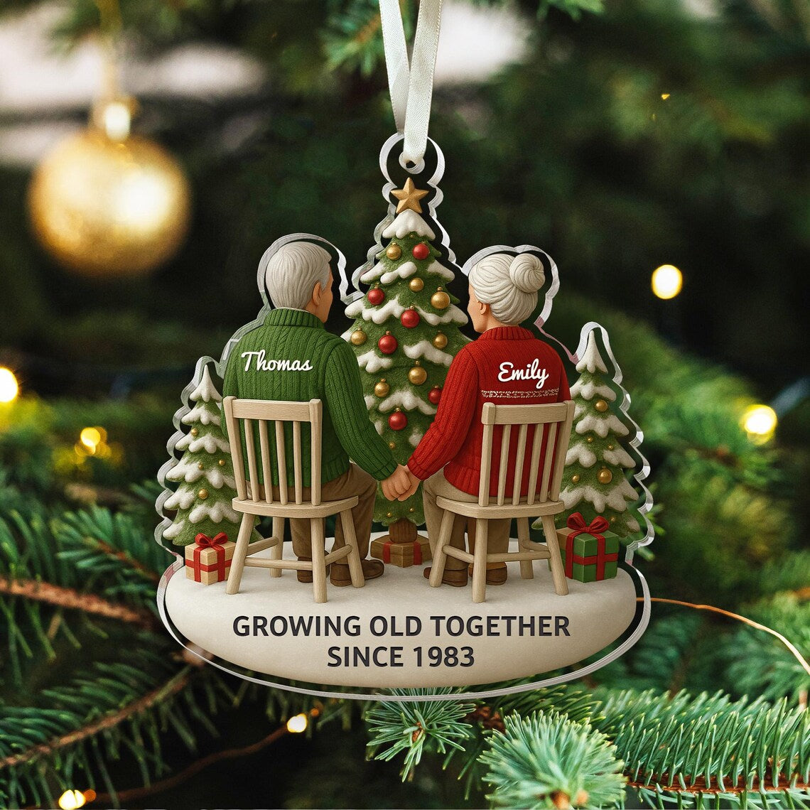 Personalized Christmas Gift For Couples, Custom Growing Old Together Ornament, Anniversary Gift For Him, Gift For Parents, Grandparents Gift