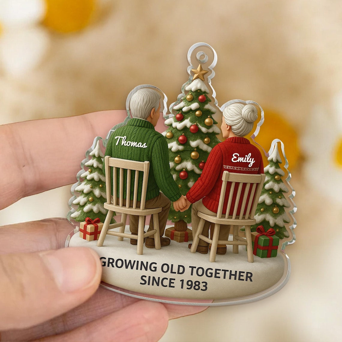 Personalized Christmas Gift For Couples, Custom Growing Old Together Ornament, Anniversary Gift For Him, Gift For Parents, Grandparents Gift