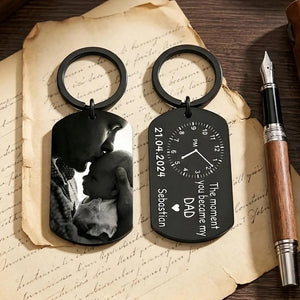 The Moment You Became My Daddy,Personalised Photo Keyring With New Born Baby Photo Gift,Gift for New Daddy Mommy,1st Father's Day Gift