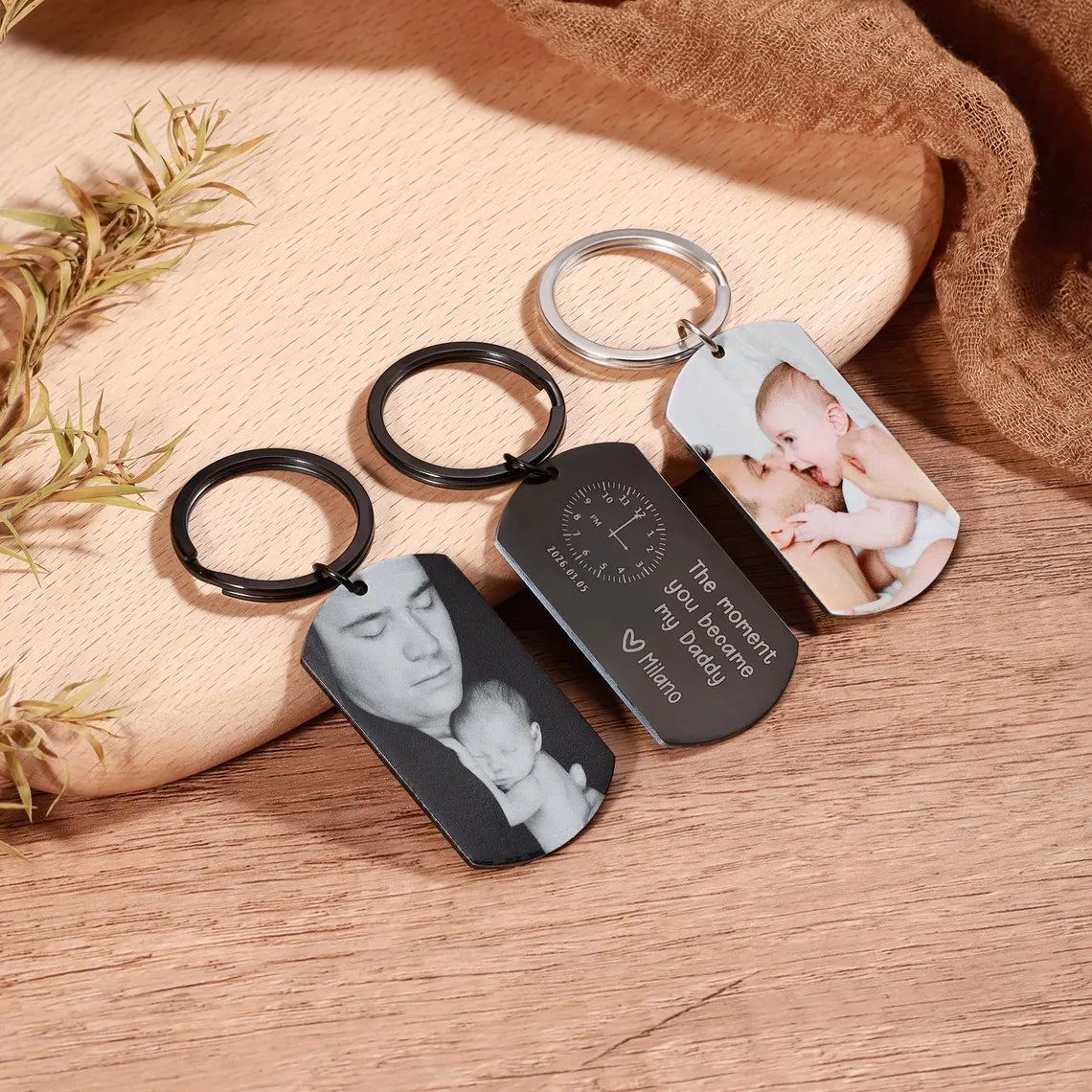 The Moment You Became My Daddy,Personalised Photo Keyring With New Born Baby Photo Gift,Gift for New Daddy Mommy,1st Father's Day Gift
