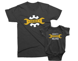 Daddy & Daddy's Little Helper. Father's Day gift for Father, Son, Daughter, Baby. Matching Mechanic T-shirts