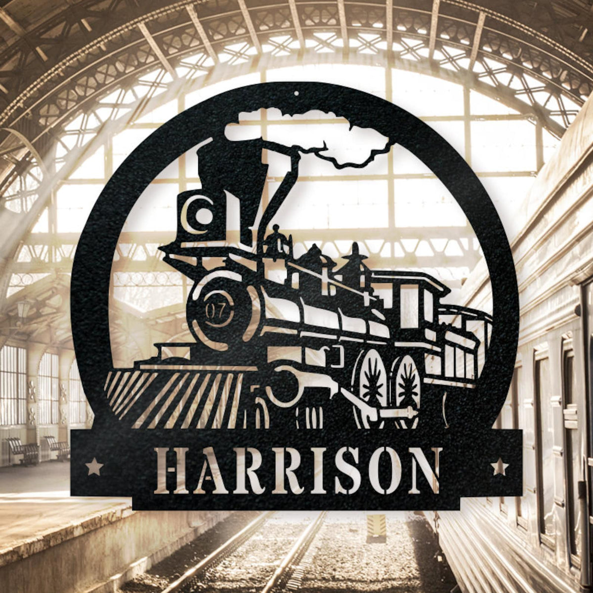 Train Metal Sign - Metal Wall Decor, Custom Metal Name Sign
