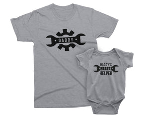 Daddy & Daddy's Little Helper. Father's Day gift for Father, Son, Daughter, Baby. Matching Mechanic T-shirts