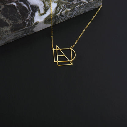 Graduation Gift Name Necklace, Custom Name Initials Monogram Name Necklace, Geometric Name Necklace Hidden Message Pendant