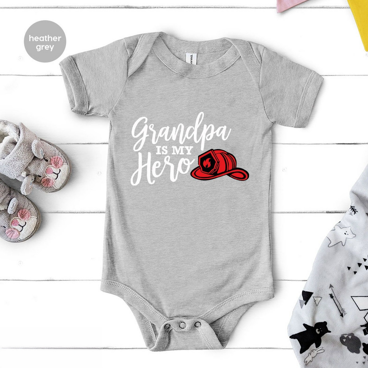 Grandpa is My Hero Baby, Fireman Toddler Shirt, Firefighter Fireman Baby Gift, New Grandfather Gift Idea