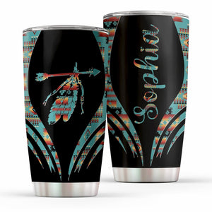 Personalized Native American Feathers Pattern Tumbler, American Culture Tumblers Stainless Steel Cup Travel Mug, Native American Gifts
