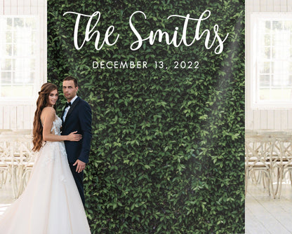 Wedding Backdrop for Reception, Photo Booth Backdrop, Hedge Backdrop Sign, Backyard Wedding Decor, Custom Wedding Decor