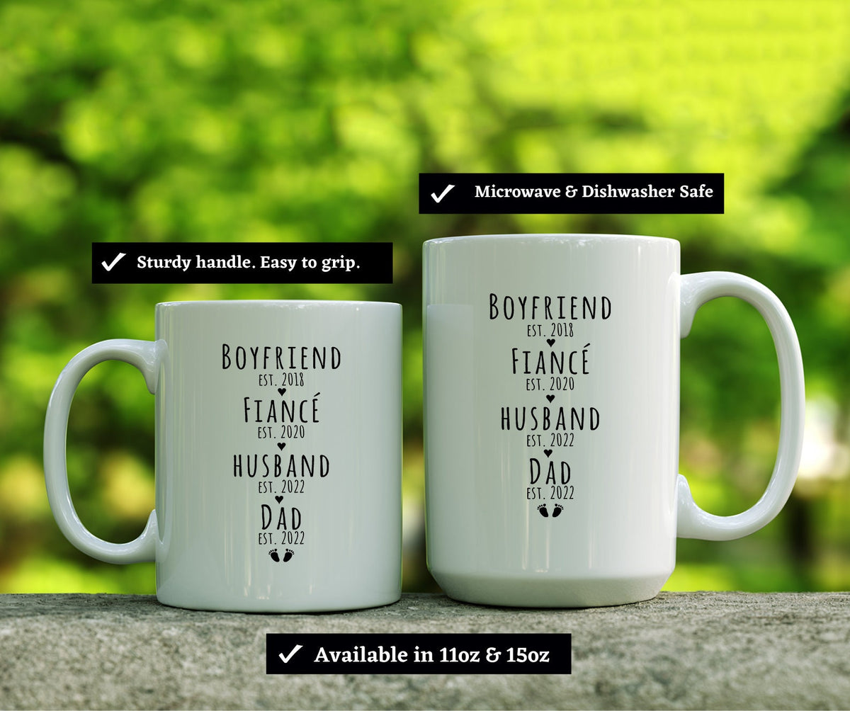 First Time Dad Gift From Wife, Gifts For New Dad, Boyfriend Fiance Husband Dad Mug Personalized, Pregnancy Reveal First Time Dad Gift