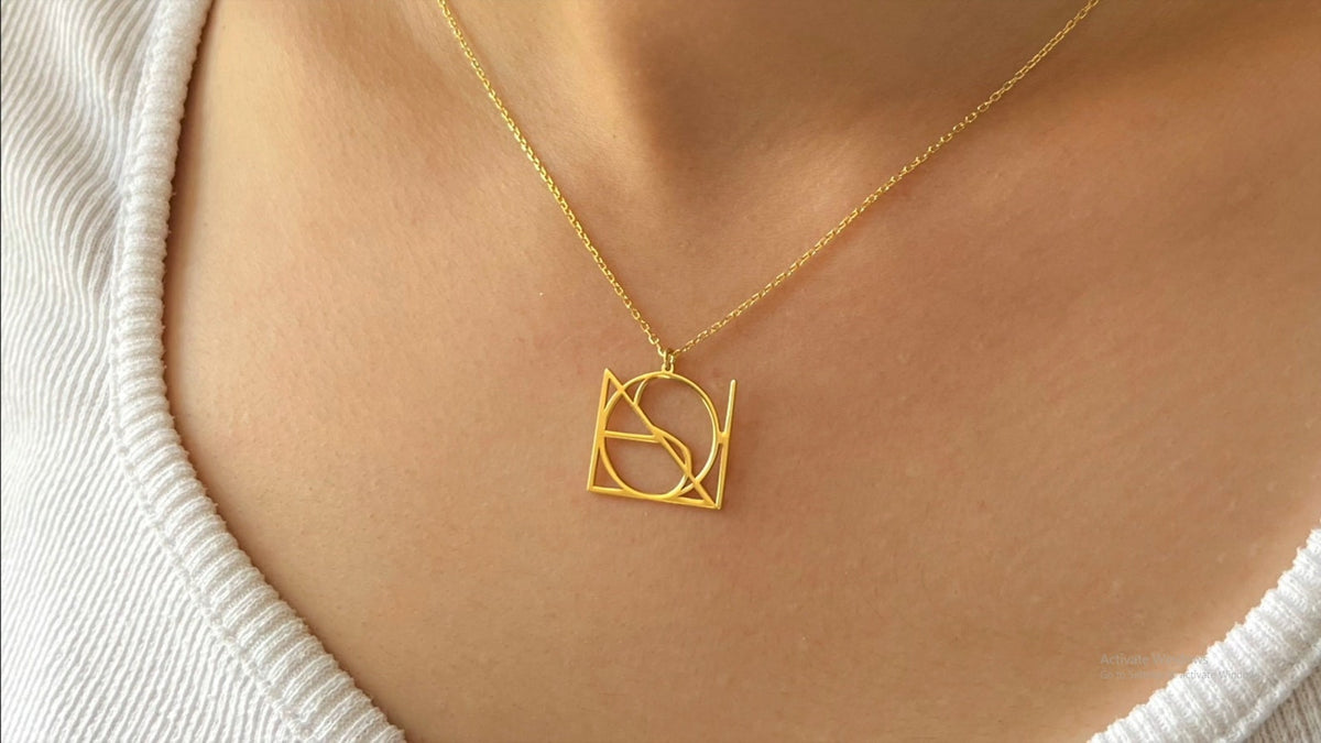 Graduation Gift Name Necklace, Custom Name Initials Monogram Name Necklace, Geometric Name Necklace Hidden Message Pendant