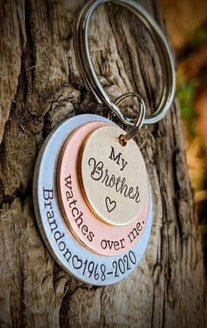 Personalized Hand Stamped Brother Memorial Keychain, Sympathy gifts, In Remembrance Of