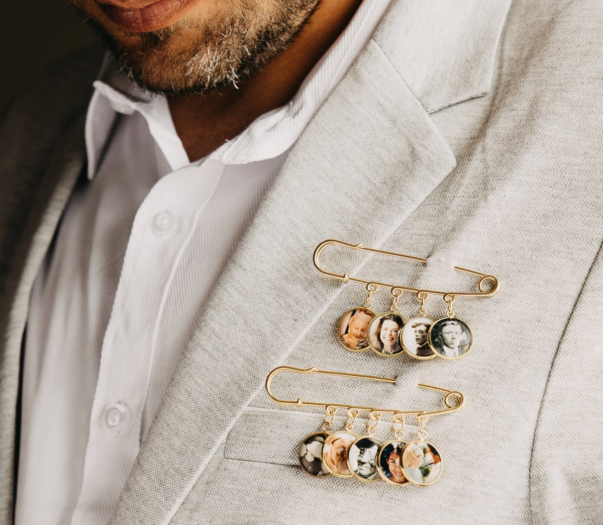 Gift For Groom From Bride on Wedding Day, Custom Photo Boutonniere Lapel Pin, Father of the Groom or Bride Gift