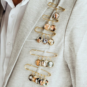 Gift For Groom From Bride on Wedding Day, Custom Photo Boutonniere Lapel Pin, Father of the Groom or Bride Gift