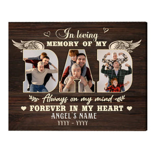 In Loving Memory Of Dad, Personalized Loss of Father Canvas, Father Memorial Gift, Loss Of Dad Gift, Remembrance Bereavement Gift