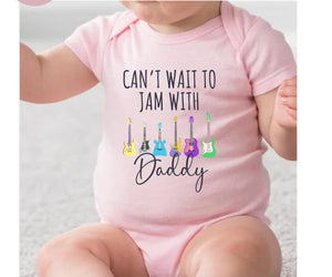 Jam With Daddy Baby Bodysuit, Baby Guitar Rock Music Bodysuit, Funny Dad Baby Bodysuit, Cute Baby Guitars Bodysuit,Rock Music Daddy Bodysuit