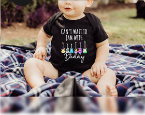 Jam With Daddy Baby Bodysuit, Baby Guitar Rock Music Bodysuit, Funny Dad Baby Bodysuit, Cute Baby Guitars Bodysuit,Rock Music Daddy Bodysuit