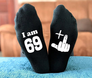 Funny Rude 50th Birthday Socks - 18th 21st 30th 40th 50th 60th - 49+1 Middle Finger - Men's and Ladies Birthday Gift - Novelty Joke Gift