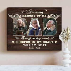 In Loving Memory Of Dad, Personalized Loss of Father Canvas, Father Memorial Gift, Loss Of Dad Gift, Remembrance Bereavement Gift