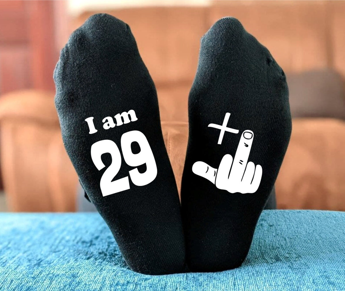 Funny Rude 50th Birthday Socks - 18th 21st 30th 40th 50th 60th - 49+1 Middle Finger - Men's and Ladies Birthday Gift - Novelty Joke Gift