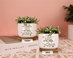 Personalized Teacher Gift Thank You Teacher Ceramic Plant Pot Mini Planter Flower Pot End Of Year Appreciation Gift for Teacher 2-Side Print