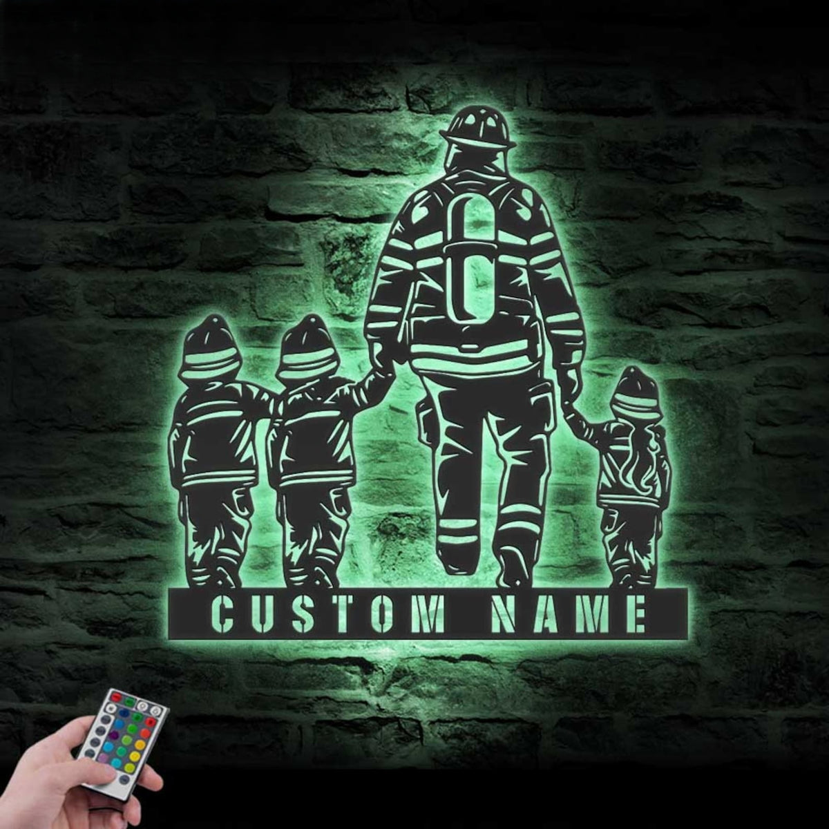 Custom Daughter Father Son Firefighter Metal Wall Art LED Light Personalized Fireman Name Sign Home Decor Fire Department Nursery Decoration