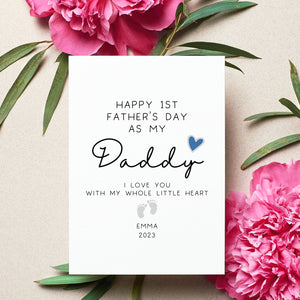 Personalized Happy 1st Fathers Day Daddy Card, Custom 1st Fathers Day From Baby Gift, Happy First Father's Day Daddy PostCard